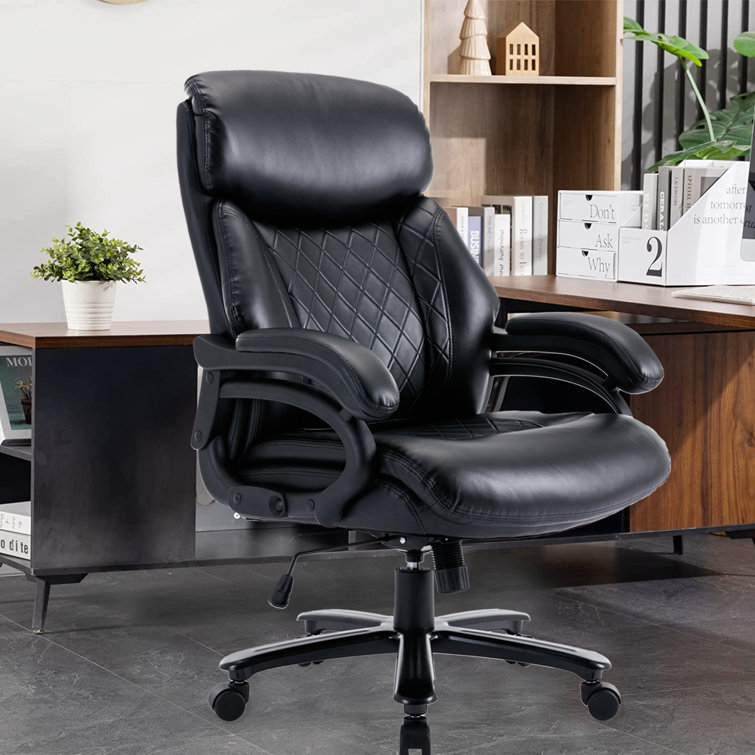 Inbox Zero Claverton Big and Tall Computer Desk Chair Padded Leather